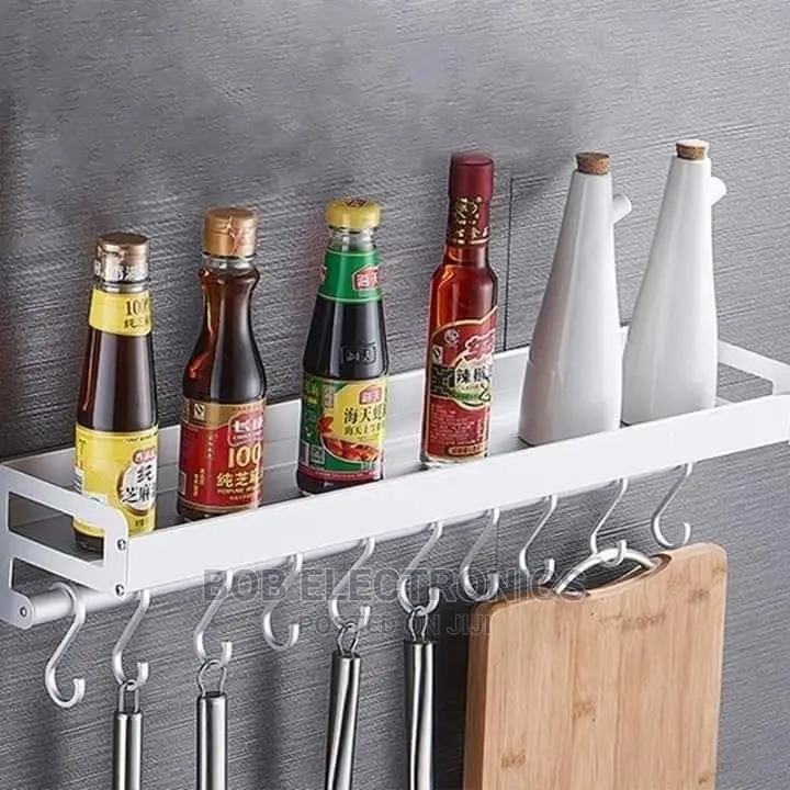 Kitchen Wall Spice Shelf With Hooks