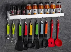 Kitchen Wall Spice Shelf With Hooks