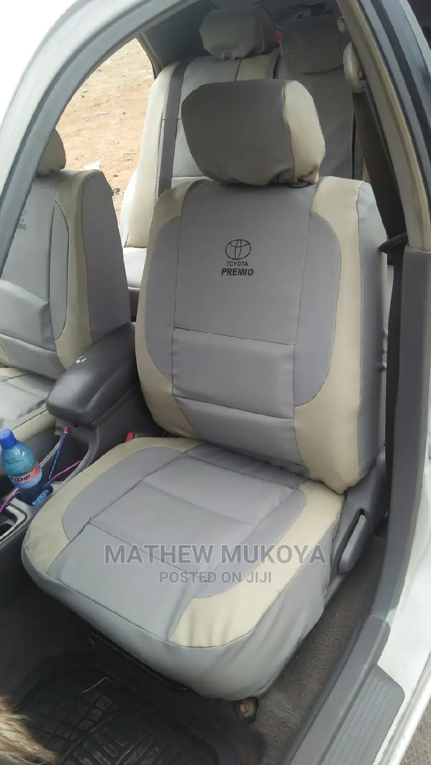 Light Grey With Beige Car Seat Covers