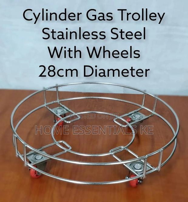 28cm Stainless Steel Gas Cylinder Trolley With Wheels