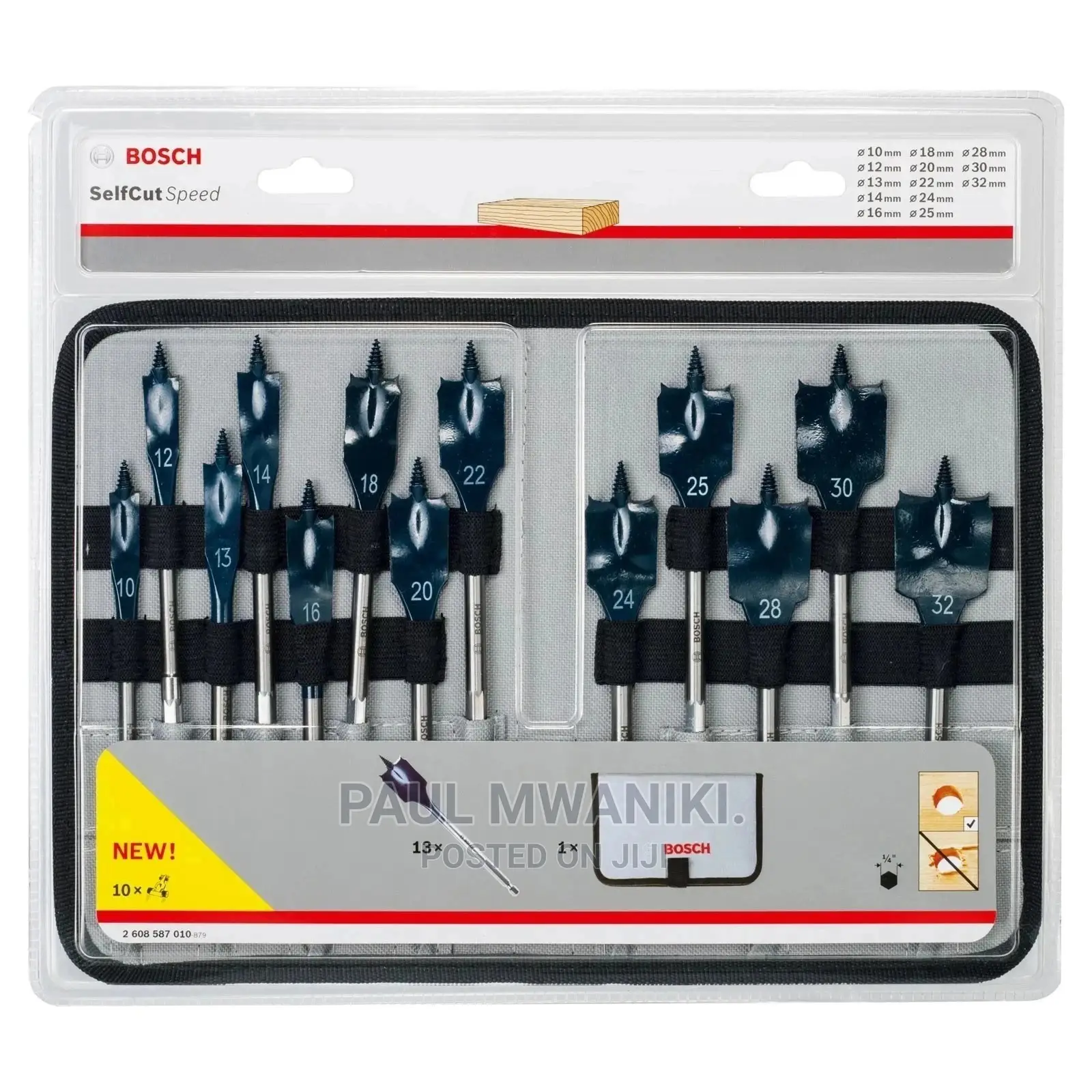Bosch 13 Piece Self Cut Speed Flat Wood Drill Bit Set