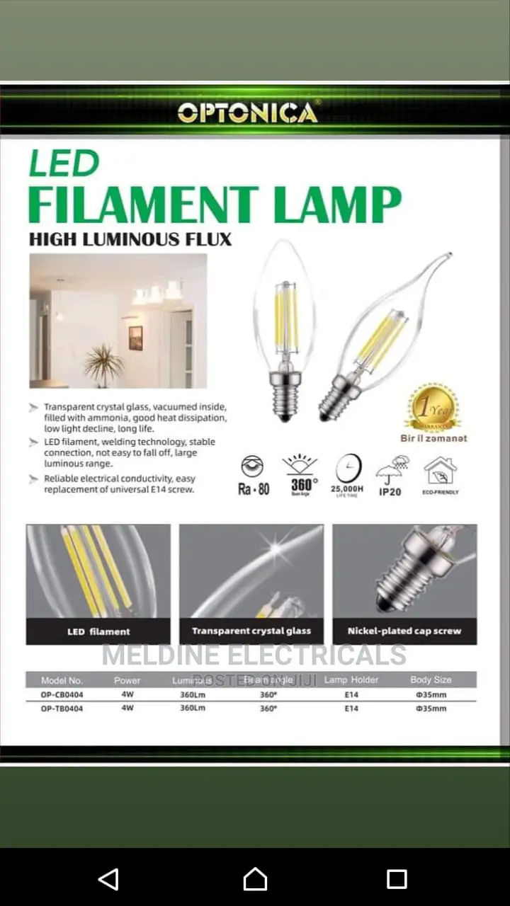 LED 4watts Filament Candle Bulb