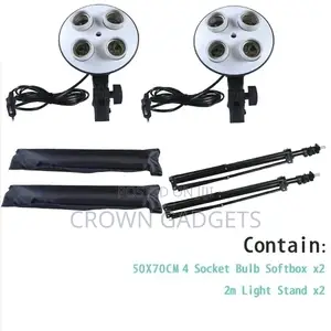 Photo Video Softbox Studio Lighting Kit 4-Socket Bulbing