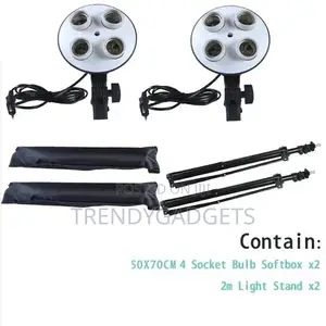 Photo Video Softbox Studio Lighting Kit 4-Socket Bulbing
