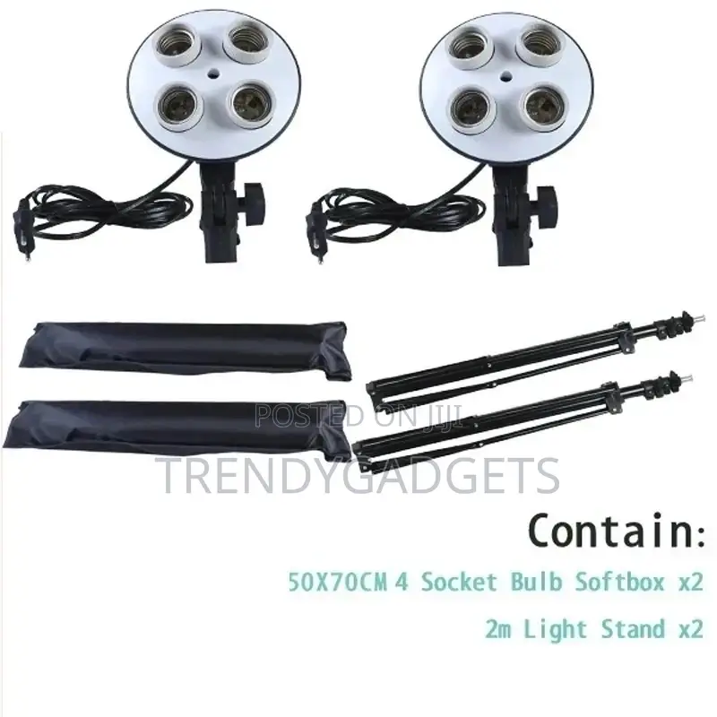 Photo Video Softbox Studio Lighting Kit 4-Socket Bulbing