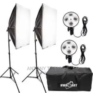 Double Softbox 4 Socket E27 Dengan Light Stand 2meter Plus