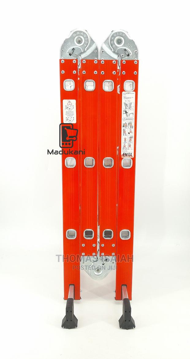 Extra Heavy Duty 4m 12.5 Ft Aluminium Folding Ladder, Red - thumbnail 4