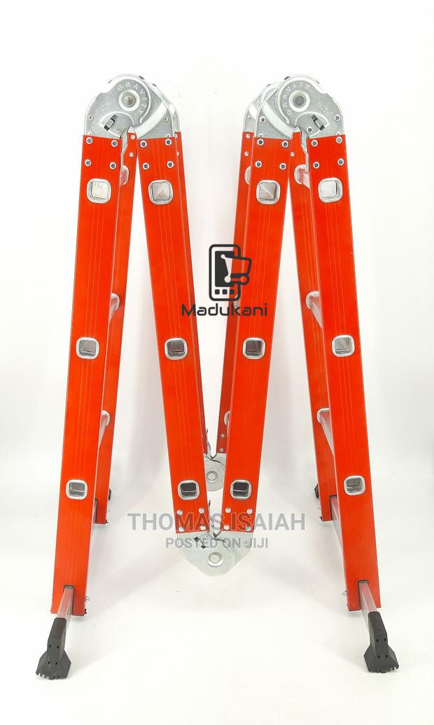 Extra Heavy Duty 4m 12.5 Ft Aluminium Folding Ladder, Red - thumbnail 6