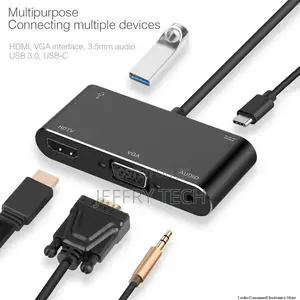 Type C Hub to HDMI VGA 3.5mm Jack USB Adapter With Type-C P