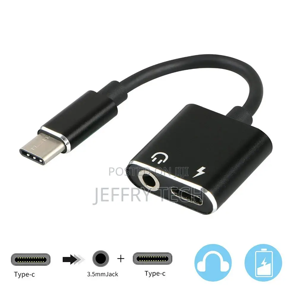 2 in 1 Type C Adapter to 3.5mm Headphone Jack + Charging Sup
