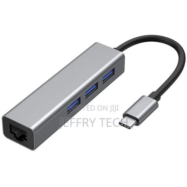 4 in 1 USB Hub Type C to 3 USB3.0 RJ45 Supports 5gbps Rate A