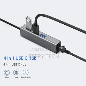 4 in 1 USB Hub Type C to 3 USB3.0 RJ45 Supports 5gbps Rate A