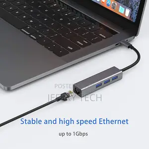 4 in 1 USB Hub Type C to 3 USB3.0 RJ45 Supports 5gbps Rate A