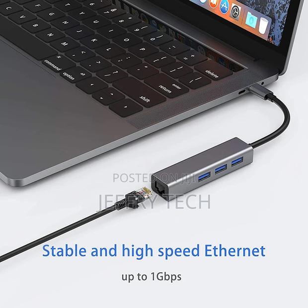 4 in 1 USB Hub Type C to 3 USB3.0 RJ45 Supports 5gbps Rate A - thumbnail 3