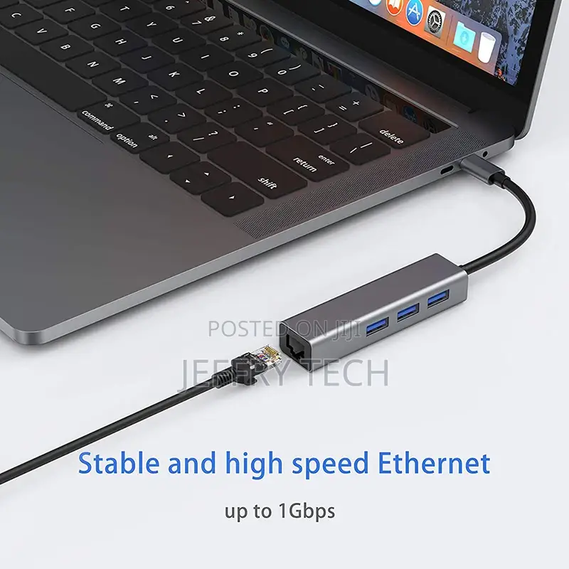 4 in 1 USB Hub Type C to 3 USB3.0 RJ45 Supports 5gbps Rate A