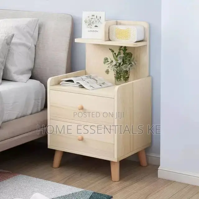 Bedside Table With 2 Drawers White,Light /Dark Brown Blue