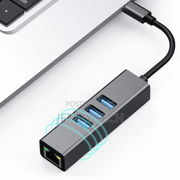 3 Port USBC 3.0 Gigabit Ethernet Lan RJ45 Network Adapter Hu