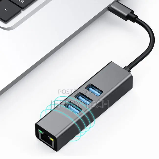 3 Port USBC 3.0 Gigabit Ethernet Lan RJ45 Network Adapter Hu