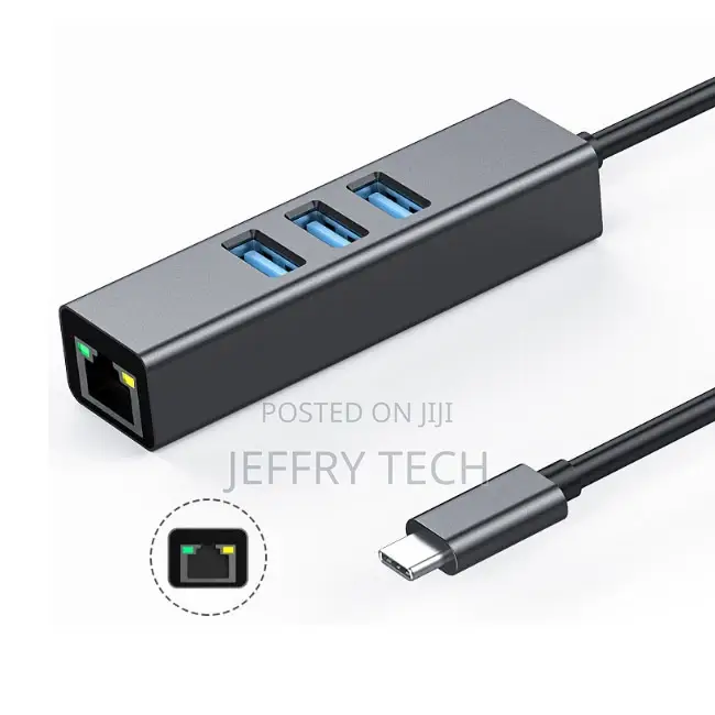 3 Port USBC 3.0 Gigabit Ethernet Lan RJ45 Network Adapter Hu