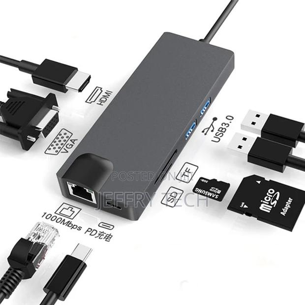 USB C HUB on 4K HDMI 8 in 1 Adapter USB SD/Micro SD Ethernet - thumbnail 4