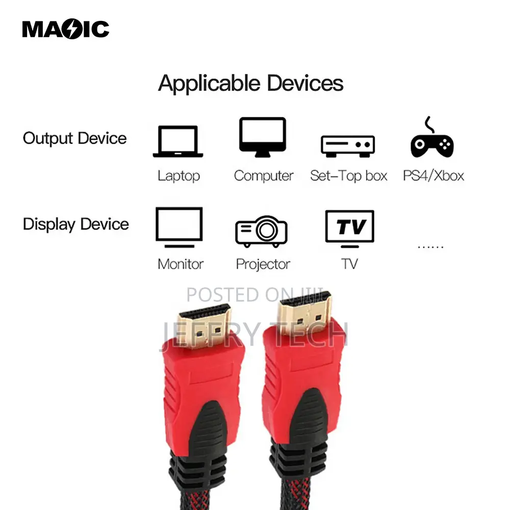 20M Braided HDMI to HDMI AM-AM Audio Video Cable Supports 3