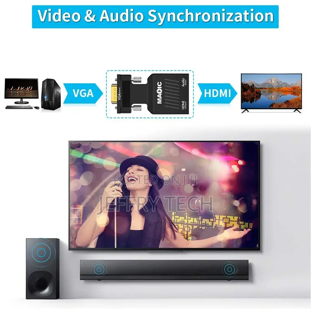1080P Vga Input +L/R Audio to HDMI Output Converter Vga to H