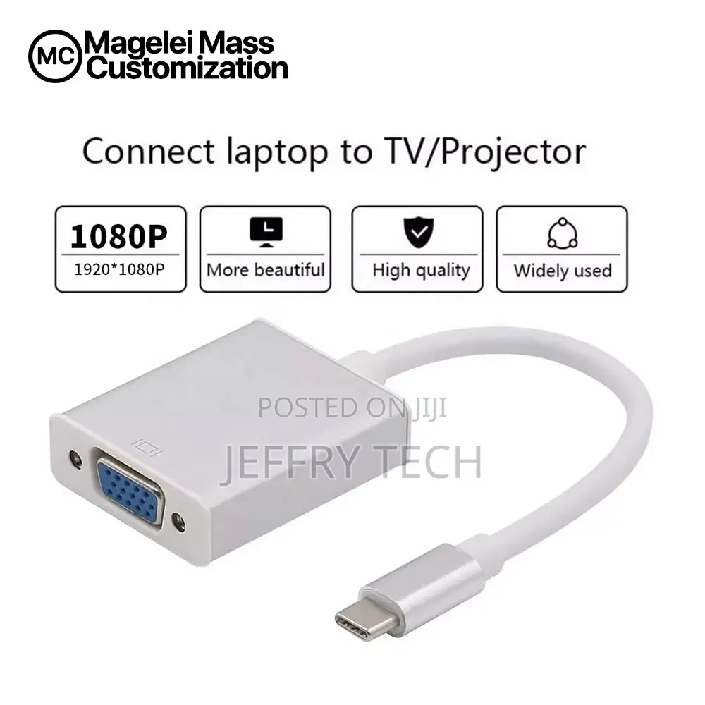USB3.1 Type C to VGA Adapter Converterhd Connection 4.0MM 24