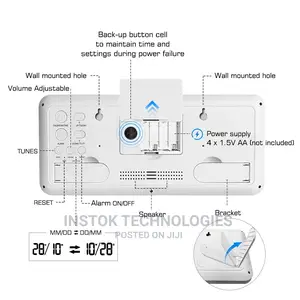 14 Inch LCD Digital Wall Alarm Clock Large With Dual Alarm