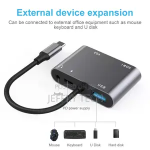 Portable 5 in 1 USB Type C to HDMI VGA USB 3.0 PD Audio Hub