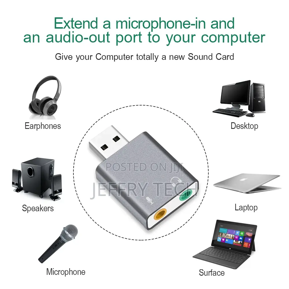 External USB Sound Card Portable HIFI Magic Voice 7.1CH Micr