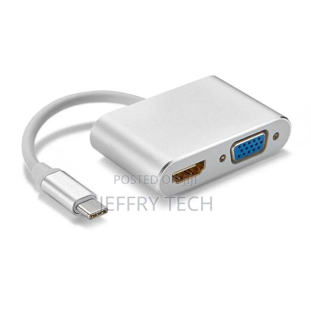 Type C USB C to HDMI VGA 2 in 1 1080P Adapter Support 4K*2K