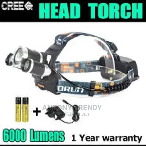 Head Torch LED Rechargeable 6000 Lumens 4 Modes 3xm-L T6 LE