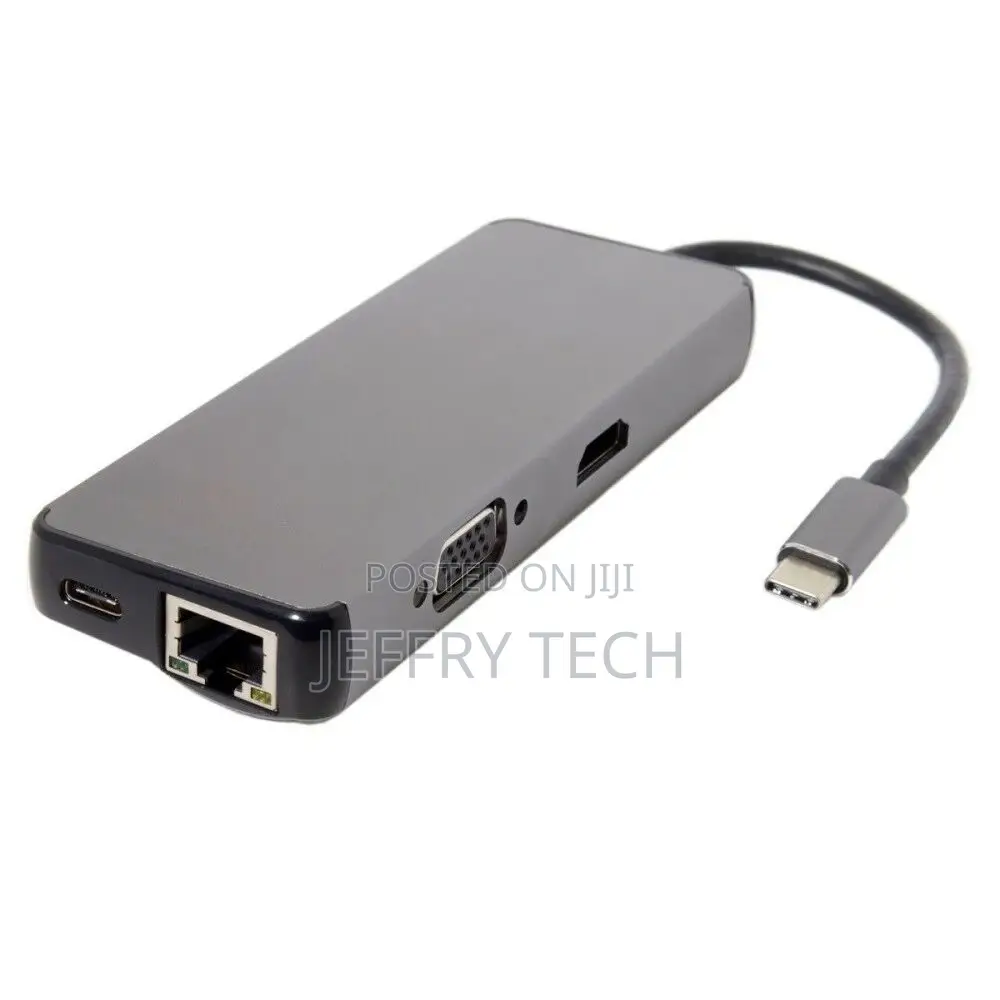 Type-C to 8in1 Adapter With RJ45*1000M HDM1 VGA Cardreader U