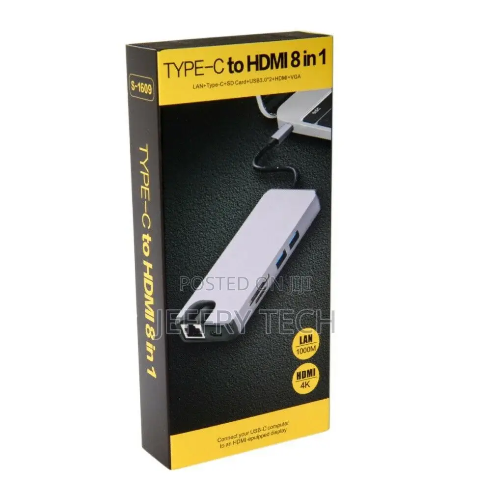 Type-C to 8in1 Adapter With RJ45*1000M HDM1 VGA Cardreader U