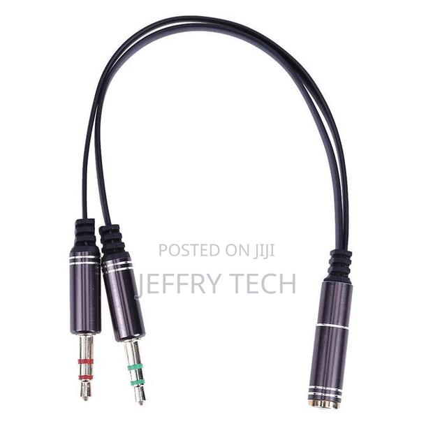 3.5mm Stereo Audio Female to 2 Male Headphone Mic Y Splitter