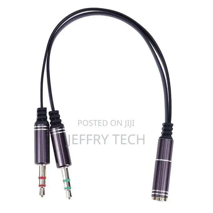 3.5mm Stereo Audio Female to 2 Male Headphone Mic Y Splitter