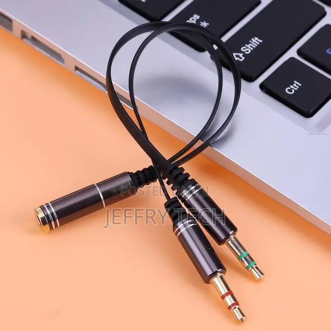 3.5mm Stereo Audio Female to 2 Male Headphone Mic Y Splitter