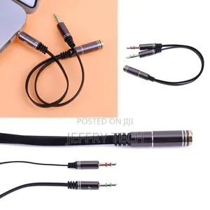 3.5mm Stereo Audio Female to 2 Male Headphone Mic Y Splitter