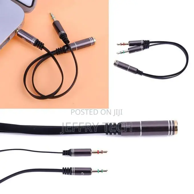3.5mm Stereo Audio Female to 2 Male Headphone Mic Y Splitter