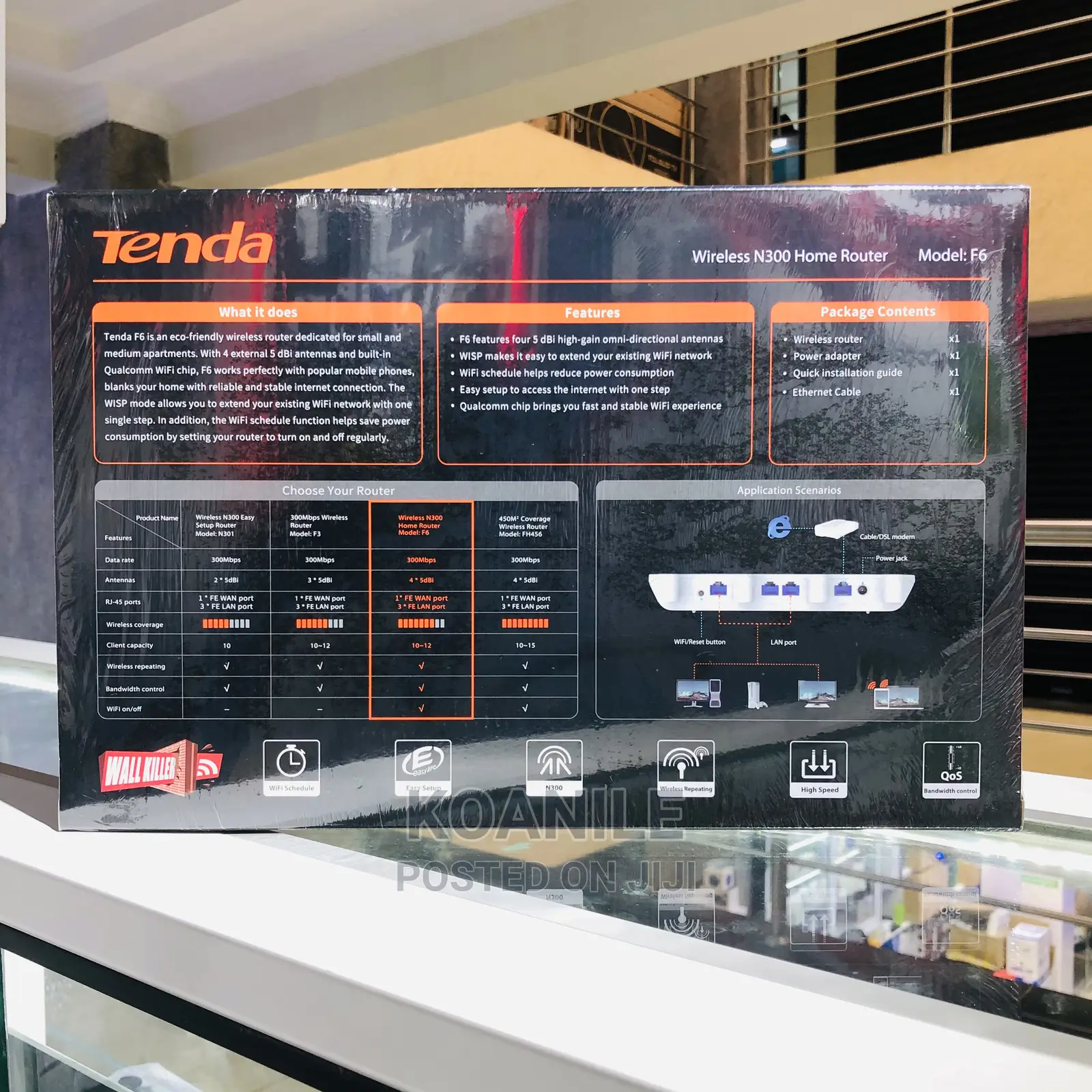 Tenda Wireless N300 Router 4 in 1 F6