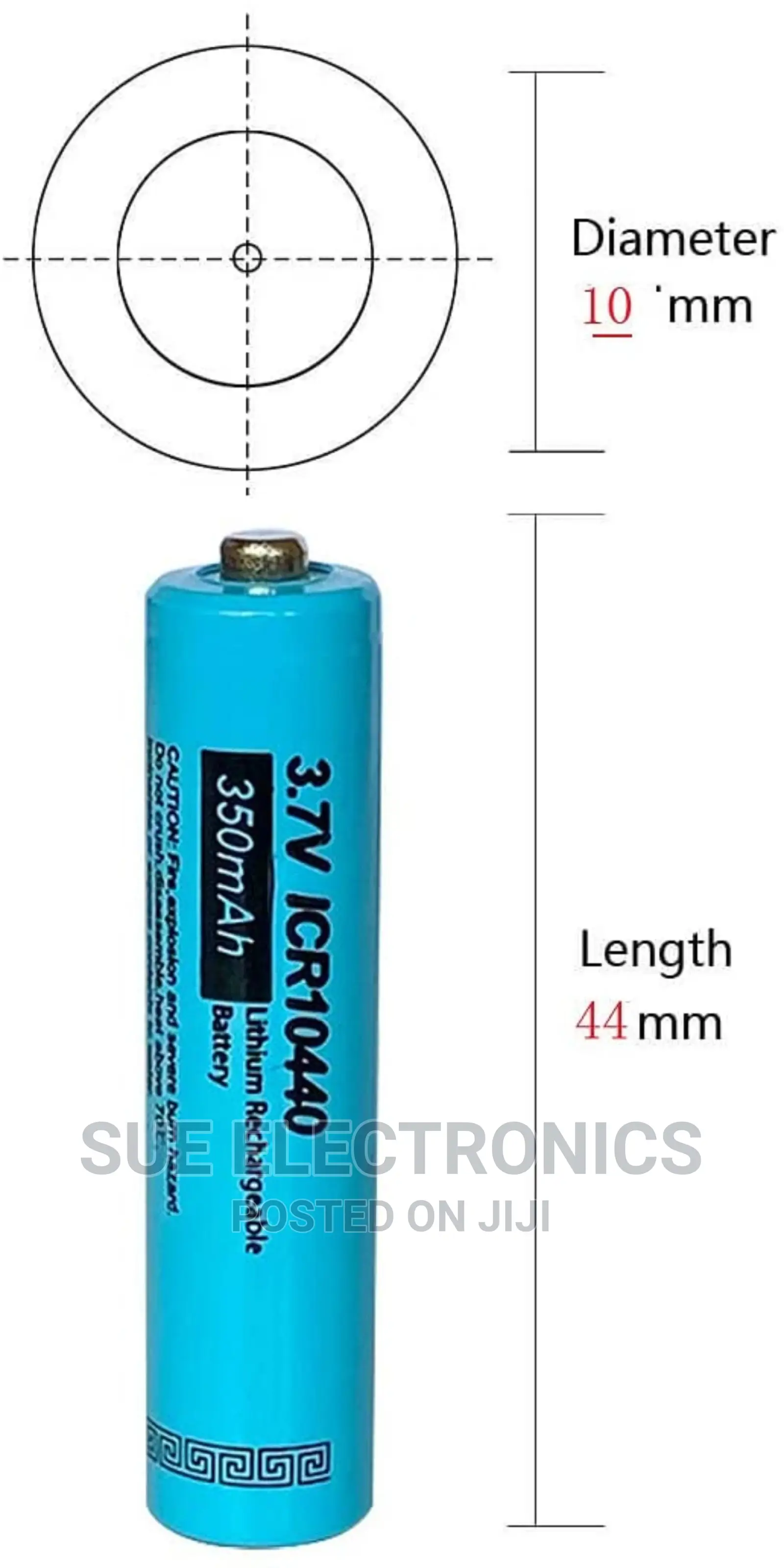 10440 3.7V AAA Size 350MAH Lithium Rechargeable Battery(T