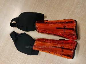 Football Hockey Shin Guard With Anklet Orange-Code 6860