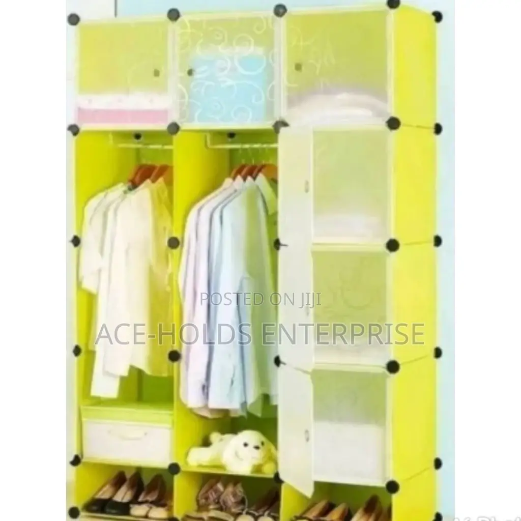 Plastic Wardrobe Three Column Green Blue Black Pink
