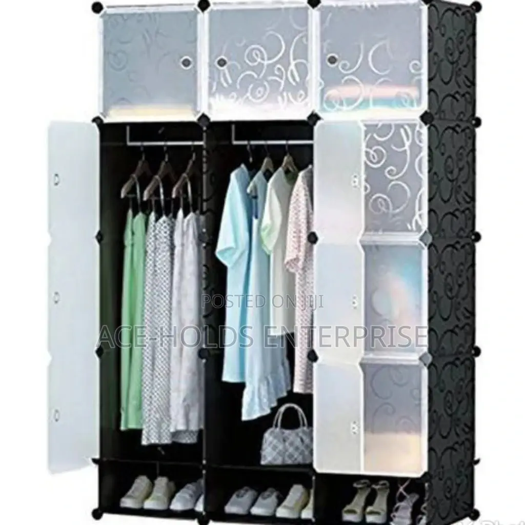 3 Column Brand New Black Plastic Wardrobe