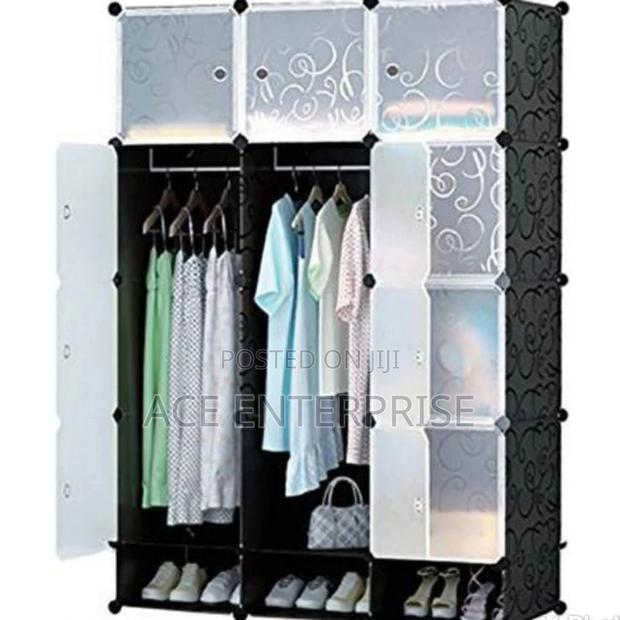 3 Column Brand New Black Plastic Wardrobe - main view