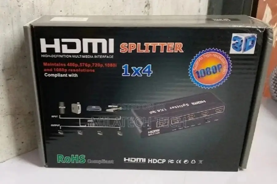 1 to 4 Port HDMI Splitter Amplifier X / 1080P / 3D 1.4