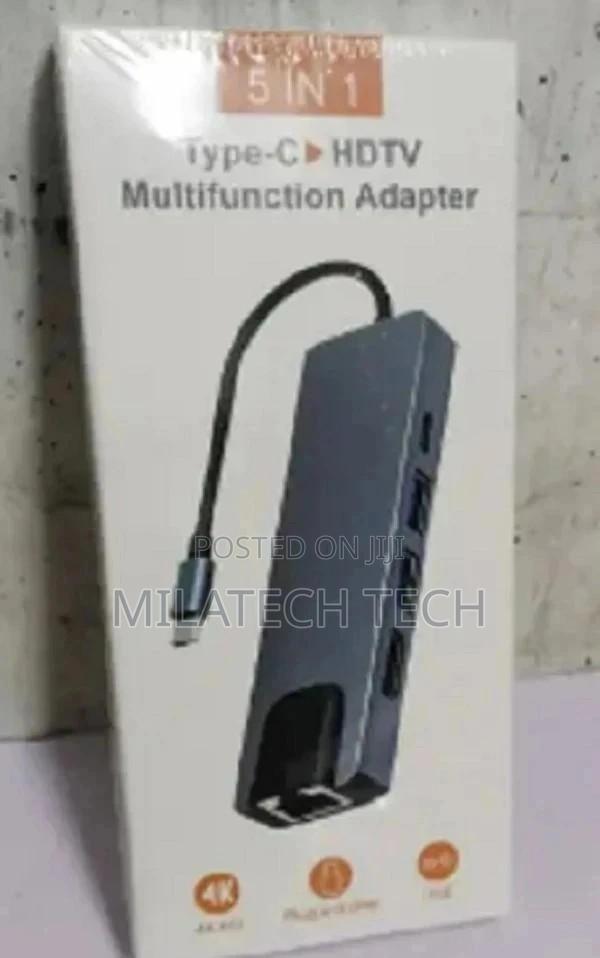 5by 1 Type C Hub With 2 Usb Port,1 Lan1 Hdm + Power Adapte - main view