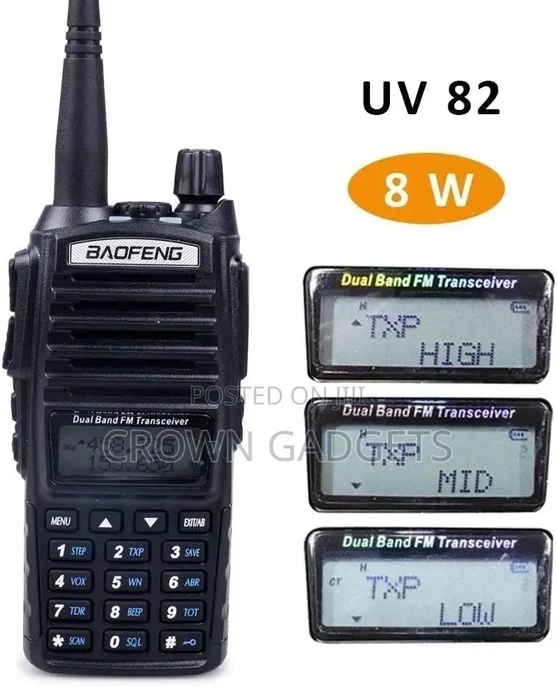 Stock! 8-Watt Baofeng Uv-82 Dual Band Two-Way Radio 1pc