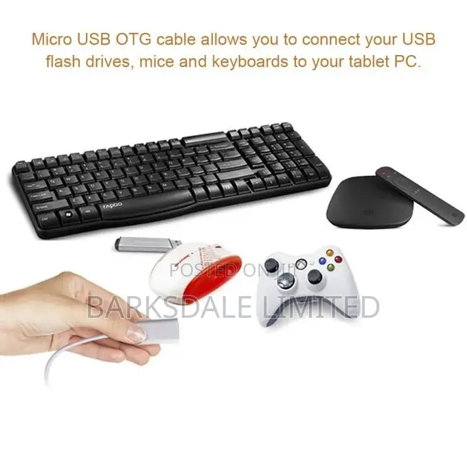 Micro USB Connector White Type B Adapter OTG Cable + GIFT