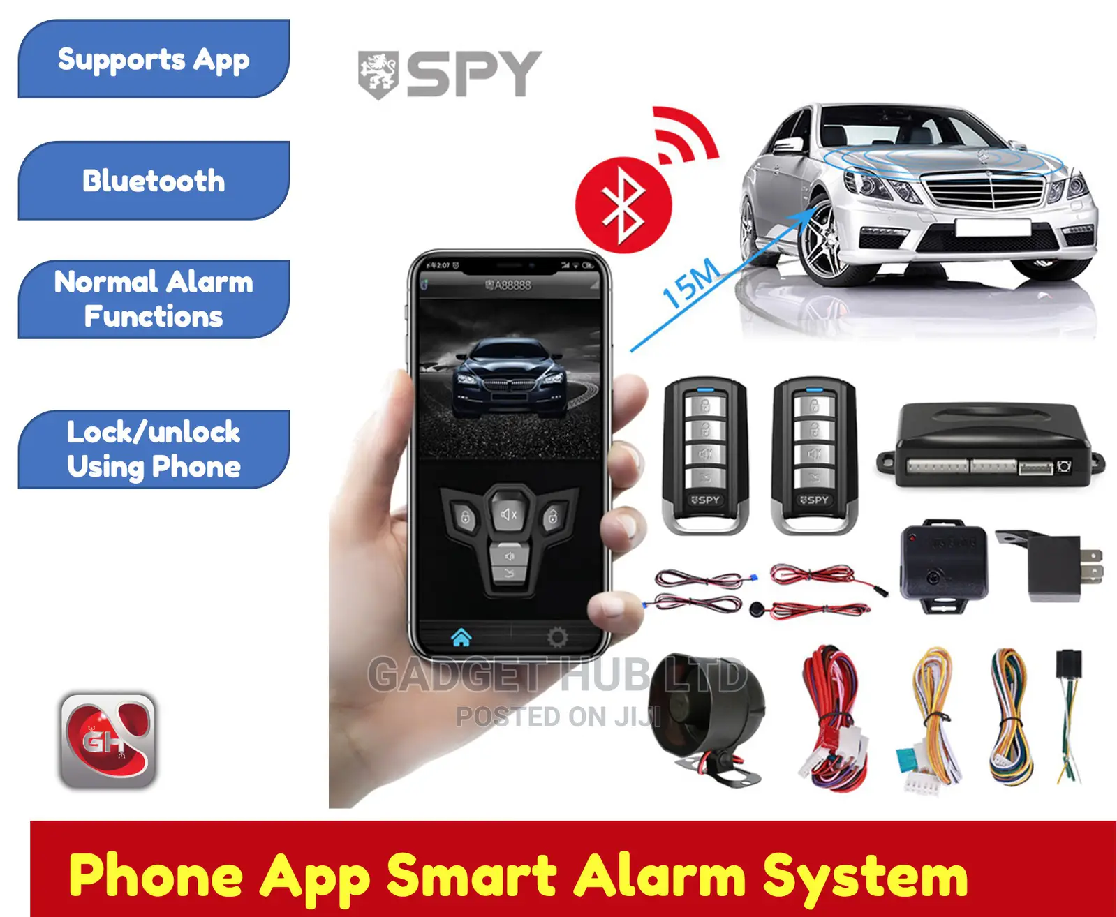 Car Alarm System With Phone App. Unlock Car Using Phone App